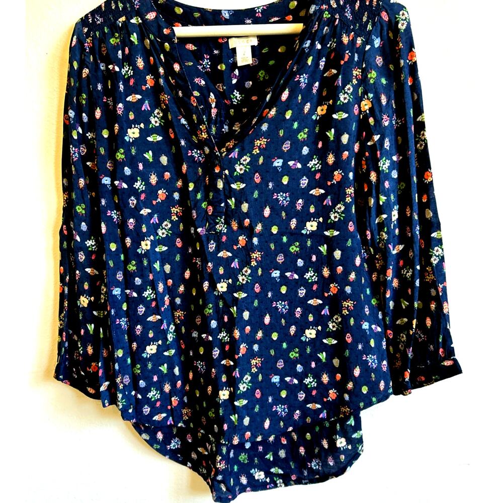 Insect print Blouse HINGE Bees Bugs Beetles Cottagecore Fairy graphic print